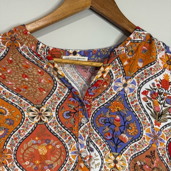 Christian Siriano Women's Size Small Floral Paisley Peplum Blouse Boho Peasant - Picture 3 of 15